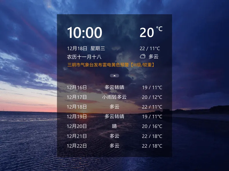 Transparent Desktop Weather screenshot