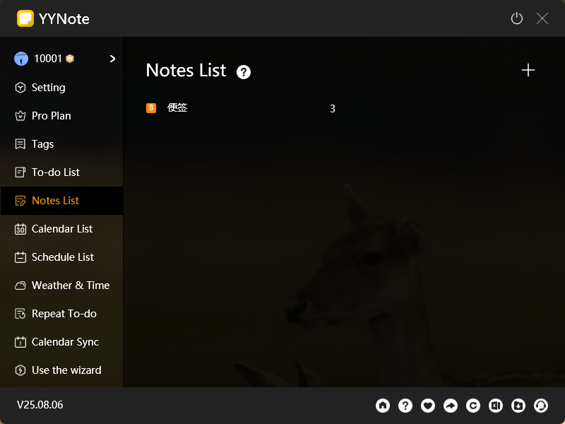 YYNote Desktop Notes List Management Page